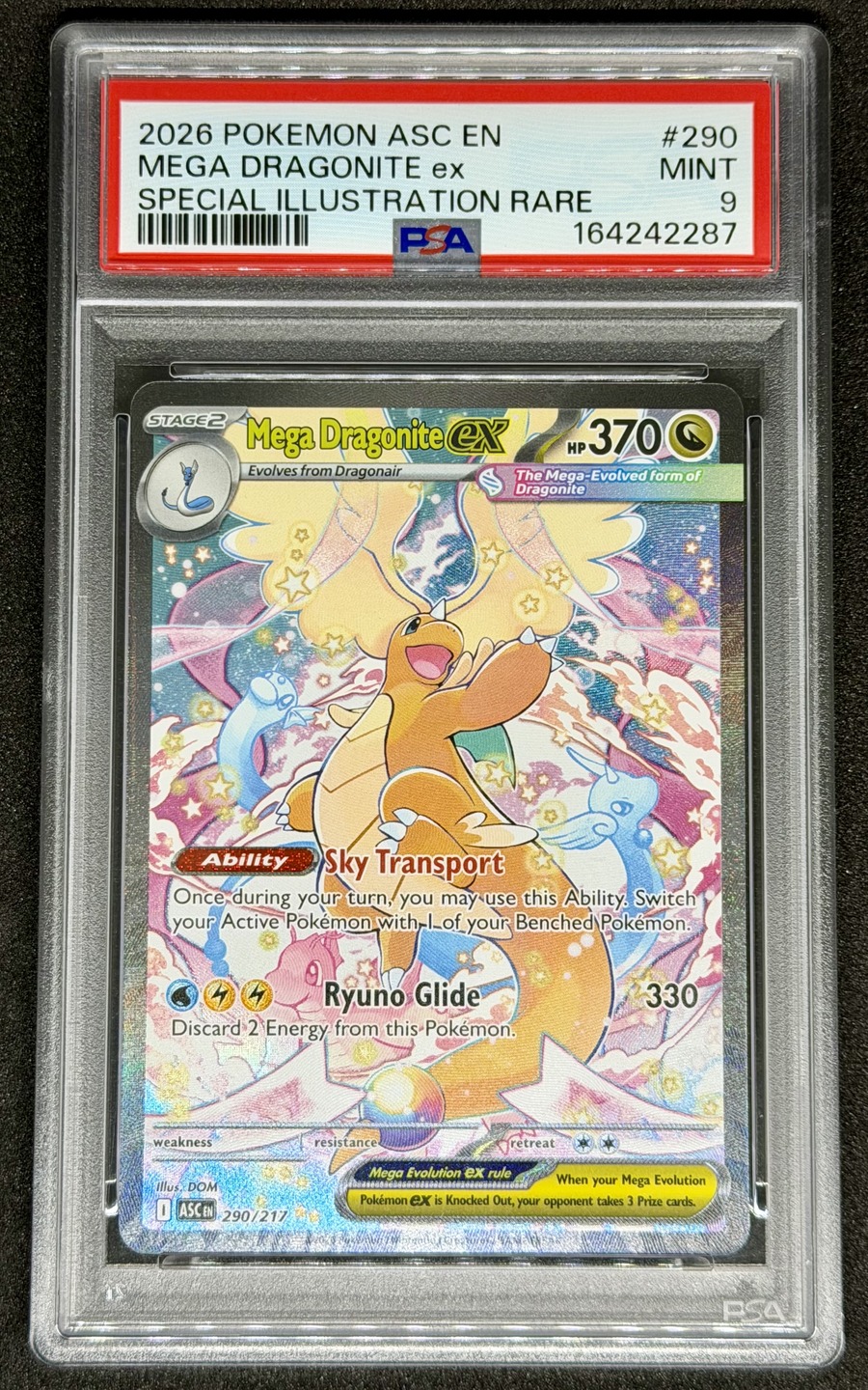 Mega Dragonite ex PSA 9 MINT graded Pokémon card, 2026 Pokémon Ascended Heroes (English) — Special Illustration Rare #290/217