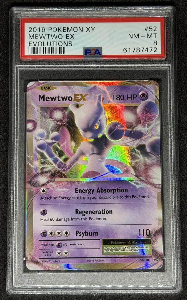 Mewtwo EX PSA 8 NM-MT graded Pokémon card, 2016 Pokémon XY Evolutions (English) #52/108